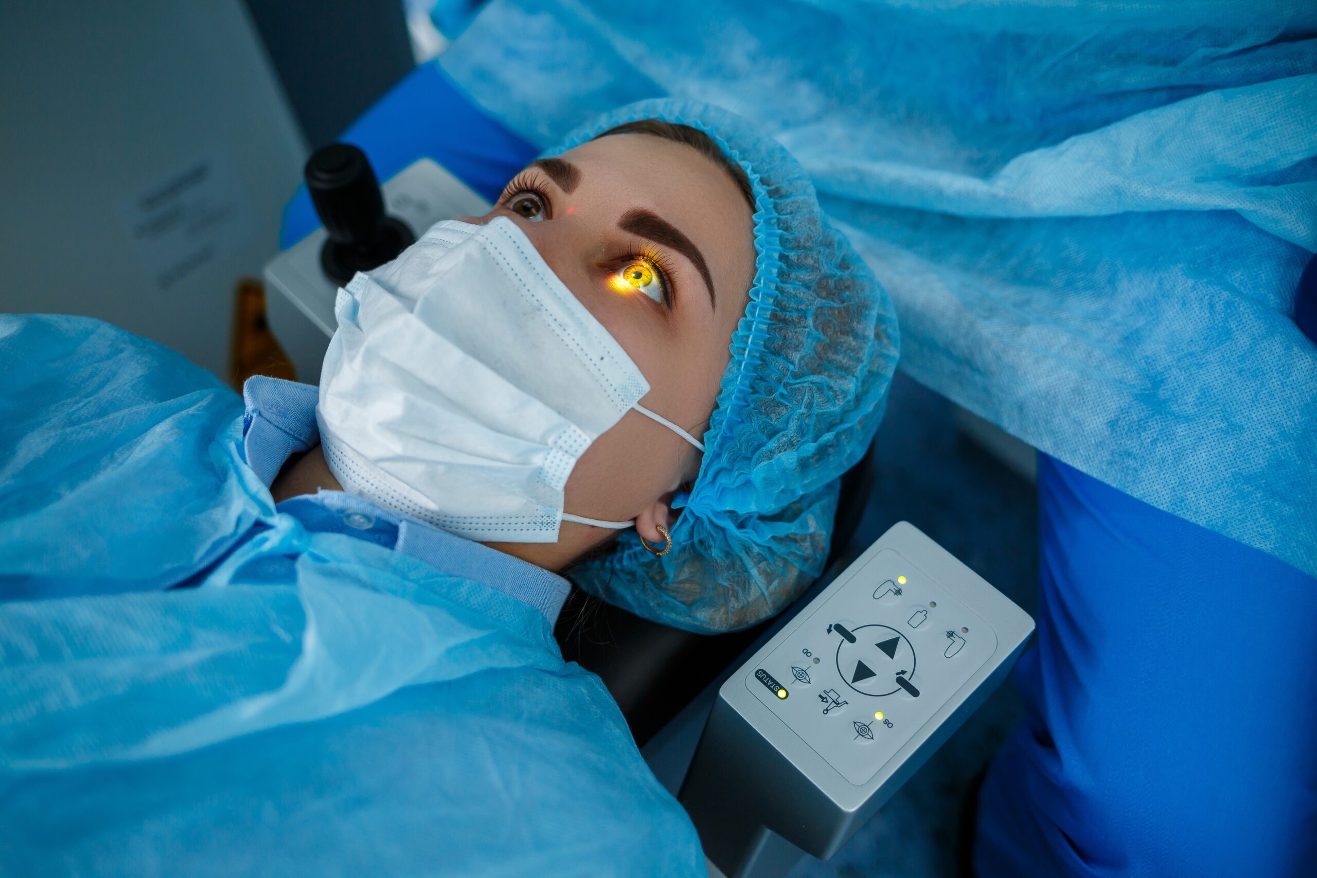 Laser equipment used during an eye procedure